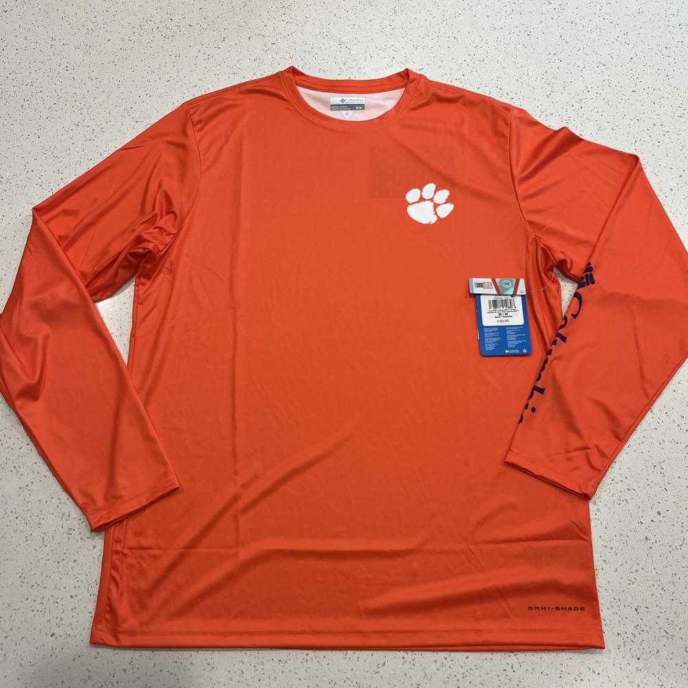 COLUMBIA Men's NCAA Terminal Shot L/S Top Clemson Tigers  SIZE: Medium- NWT